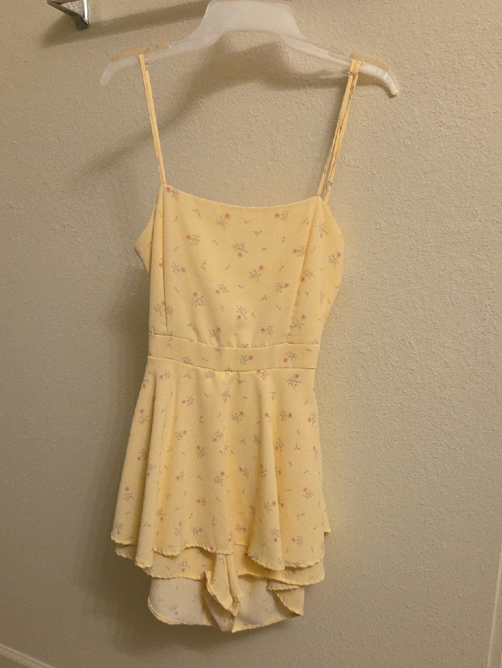Streetwear Society Yellow Floral Spaghetti Strap Romper